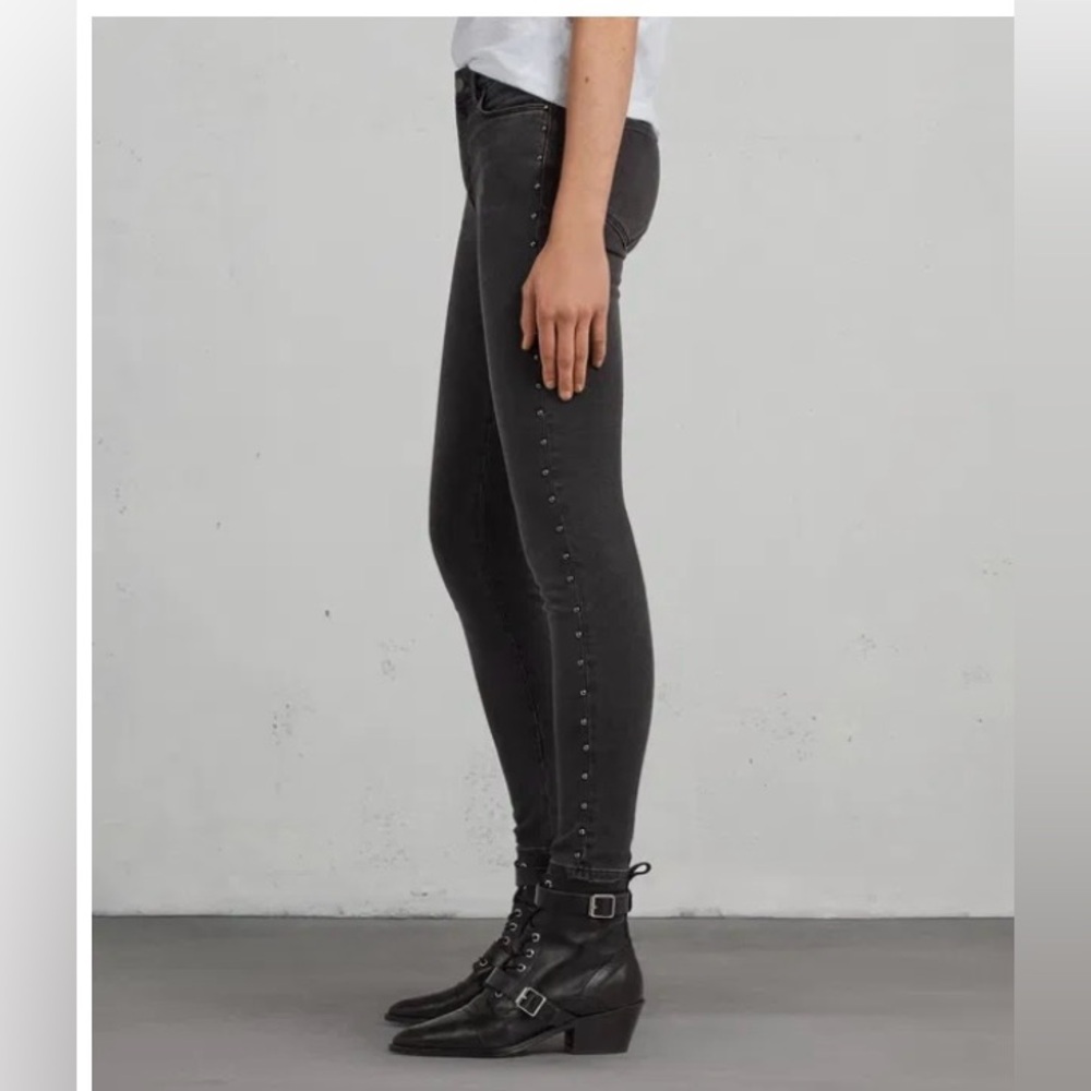 All Saints black Grace skinny studded jeans size 25